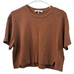 FRAME Womens Tawny Cotton Organic Cropped T Shirt XS Minimalist Boxy Neutral